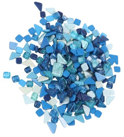 WRITWAA Piedras de Mosaico de Cristal Irregulares con Brillo Azul Material DIY Seguro y Duradero para Manualidades Decorativas