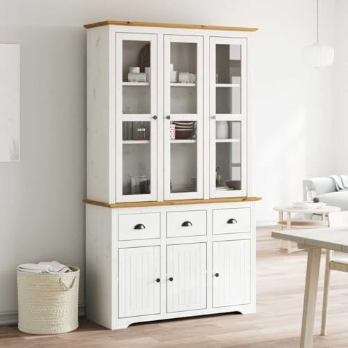 SKM Aparador Alto BODO Madera Pino marrón 115,5x43x200,5 cm,Mobiliario,Armarios y Almacenamiento,Aparadores,Marrón,70.3 kg,3206452