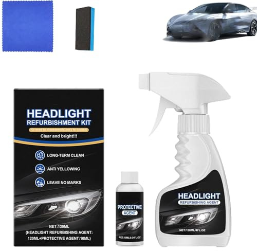 Yacriso Restauration de phares Q4, kit de Liquide de Restauration de phares Automobiles, Liquide de réparation de phares de Voiture, revêtement hydrophobe amélioré restaure Le jaunissement (1set)