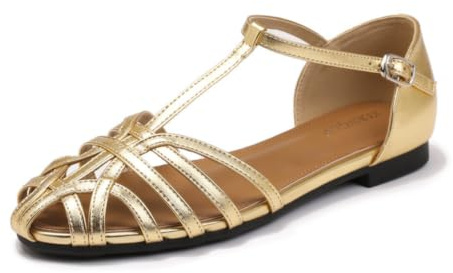 Hixingo Sandalias Planas Mujer Cómodas Zapatos de Verano Punta Cerrada Sandalias de Caminar Tejido Ligeras Transpirables Mocasines Casual para Trabajo Playa, 35-44 EU