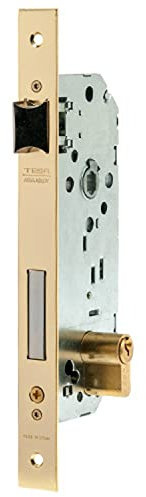 Tesa Assa Abloy 203040HL Cerradura De Embutir Para Puertas De Madera Con Cilindro Latonado Entrada 40 mm, Frente Cuadrado 2030