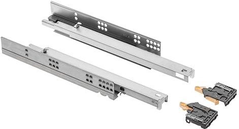 GTV - Guías Correderas para Cajones Montaje Inferior con Soft Close y Autocierre, Carriles para Cajones, Modern Slide con Amortiguación, Extensión Completa 350 mm, Soporta hasta 35 kg - 2 Par