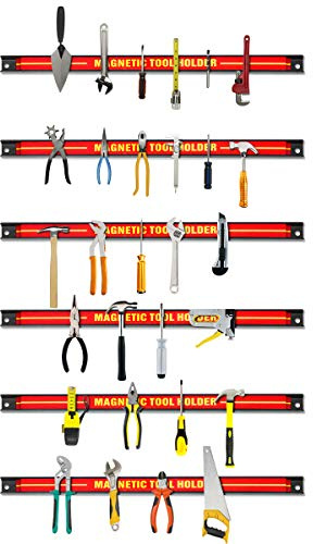 GOPLUS Magnetlist, magnetisk verktygshållare röd, verktygshållare, verktygslist, magnetisk verktygshållare ca 46 cm, 13 kg lastkapacitet (6 stycken)
