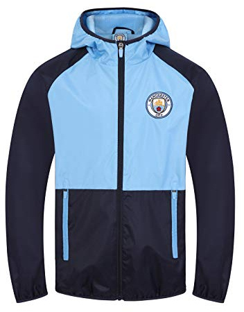 Manchester City FC - Herren Wind- und Regenjacke - Offizielles Merchandise - Geschenk für Fußballfans - Dunkelblau & Hellblau - S