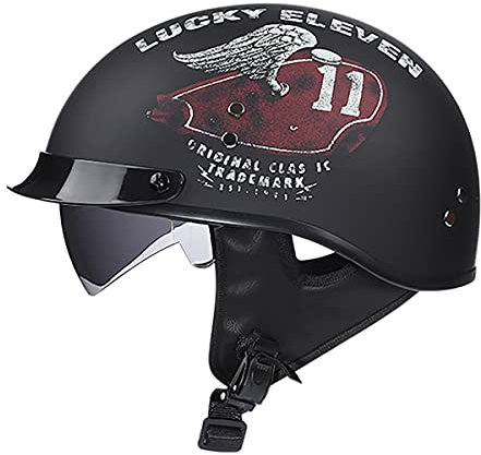 SDFGDFD Motorrad Halbhelm Motorrad Helm Scooter-Helm Jet-Helm Motorrad Half Helm Offener Helm mit Brille für Scooter Roller Biker,DOT/ECE-Zertifizierter Halbschale JetHelm
