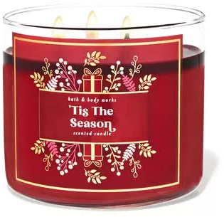 Bath & Body Works, White Barn 3-Wick Candle w/Essential Oils - 14.5 oz - 2021 Christmas Scents! (Tis The Season)