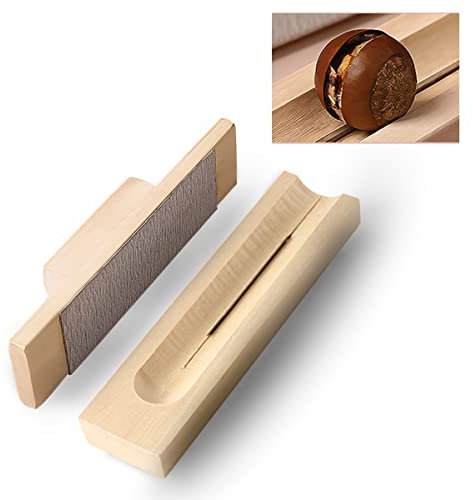 Bulla Maroni Schneider Naturholz, Schnell Kastanienöffner Sicherheit Maronimesser Maronizange Maronenzange für Frauen Männer (Naturholz)