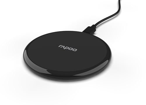 Rapoo XC105 - Cargador inalámbrico de inducción para Smartphone iOS y Android (por Ejemplo, iPhone, AirPod, Samsung), Color Negro
