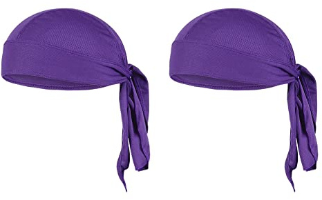 SHTGOI 2 pezzi Bandana Cap Outdoor Sport Foulard Traspirante Ad Asciugatura Rapida Protezione UV Fascia Estate Foulard Cappello Pirata Berretto Ciclismo Ciclismo Moto Viola