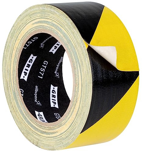 GRIP Eventbasics Warnmarkierungsband GT 571, 50 mm x 25 m, Profi Warnband schwarz gelb gestreift, robustes Gaffa Tape, sehr hohe Klebkraft, für Innen- und Außenbereich