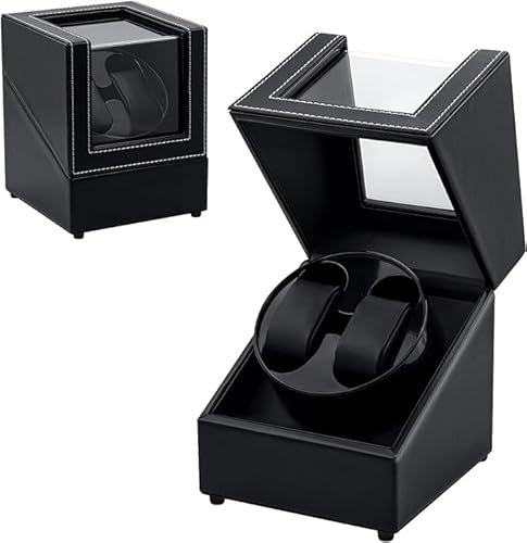 Tolesum Carica Orologi Automatici 2 Posti,Scatola del Tempo per Orologi,USB-DC per Automatic Watch Winder PU Scatola per Orologi Doppi Rotanti,Rotazione Silenziosa