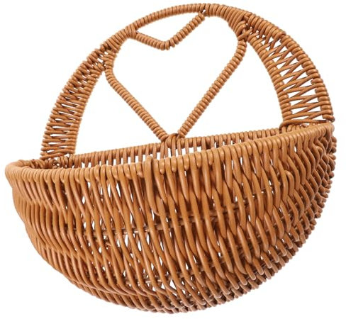 Alipis Pot à Crayons Suspendu Panier Suspendu Tissé Corbeille à Pain Panier Panier Suspendu Porte-fleurs En Rotin Pot De Plante Suspendu Mur Coeur De Pêche Plante En Pot Armature De Fer