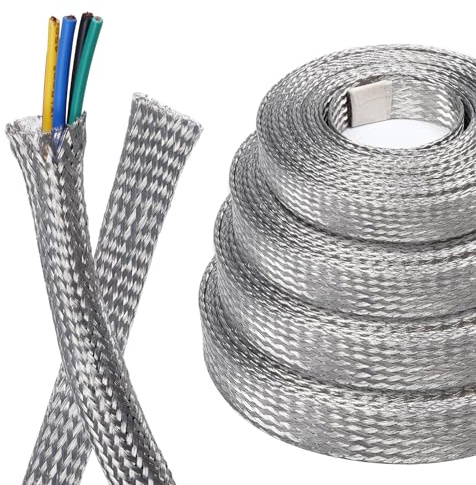 BuyUneed Tinned Copper Metal Braid Sleeving Wire Shielding 5/16inch-13ft