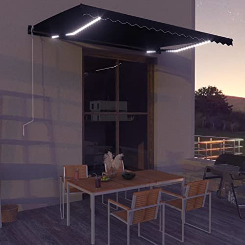 Einziehbare Markise mit Windsensor & LED 450x300cm Anthrazit,3051258