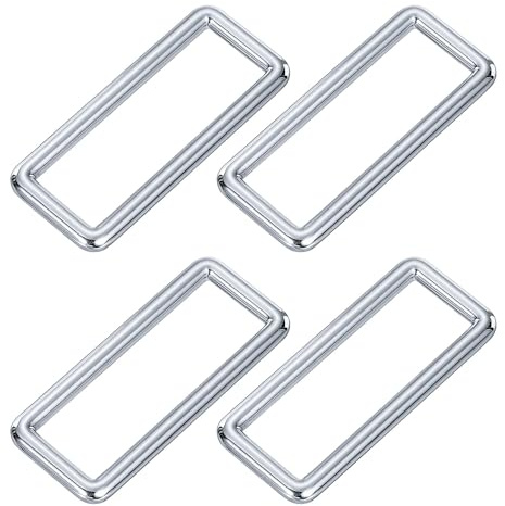 QUARKZMAN 4 Piezas de Anillo Rectangular de Metal 2 x 5/8 Pulgadas Hebilla Rectangular de Metal para Correa de Tejido de Bolsa Accesorios DIY Cefluvio Plata