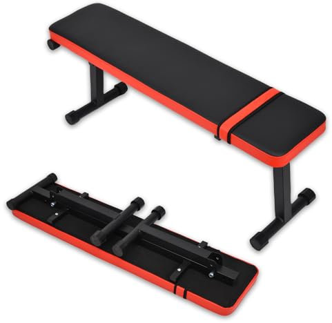 Banco de entrenamiento plegable, banco de pesas plano, bancos planos para gimnasio en casa, ejercicio, entrenamiento de fitness, 660 libras, fácil montaje