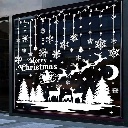 9 pièces Autocollants pour fenêtre de Noël, Images de Noël pour fenêtre autocollantes, Image de Noël pour fenêtre, Images de fenêtre d'hiver pour enfants, Décoration de Noël pour fenêtre intérieure