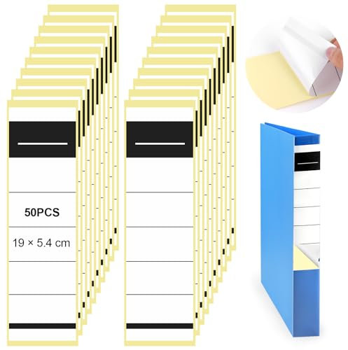 Ordnerrücken Selbstklebend 50 Stück, 19×5.4cm Breit Rückenschilder Ordner, Ordner Etiketten Aufkleberfür 8cm Breite Ordner, Beschreibbar, für Büro, Bibliothek, Archivierung