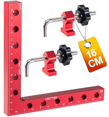 Équerre de Positionnement à 90°,16 cm / 6,3 pouces Pince d'Angle Droite en Alliage d'Aluminium, Équerre de Menuisier en L pour Boîtes, Bricolage et Artisanat