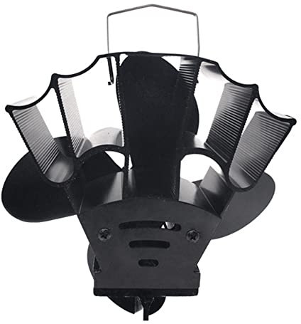 4 Blades Heat Powered Stove Fan Non-Electric Fireplace Fan Quiet Operation Circulating Warm Air for Wood Burning Stove/Pellet/Log Burner Black