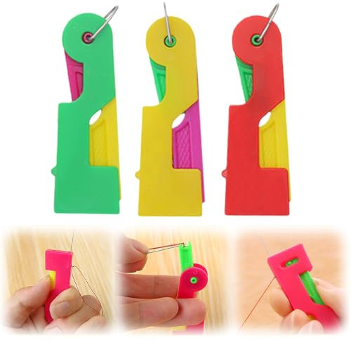 Needle Threader, Plastic Hand Sewing Needles, DIY Needle Threaders, Automatic Needle Threaders for Hand Sewing and DIY Needle Threader Tool (5) (3pcs)