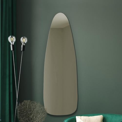 MirrorOutlet The Lacuna - Specchio da parete per laghetto a figura intera, senza cornice, 120 x 40 cm, con retro in legno nero, bordo lucido