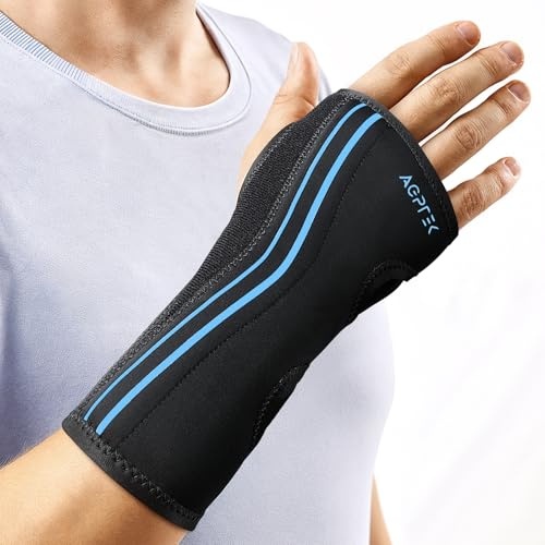 AGPTEK Muñequera Tunel Carpiano para Noturno, Muñequera Tendinitis con Almohadillas Acolchadas para Esguinces y Torceduras, Artritis, Ambos Manos, M