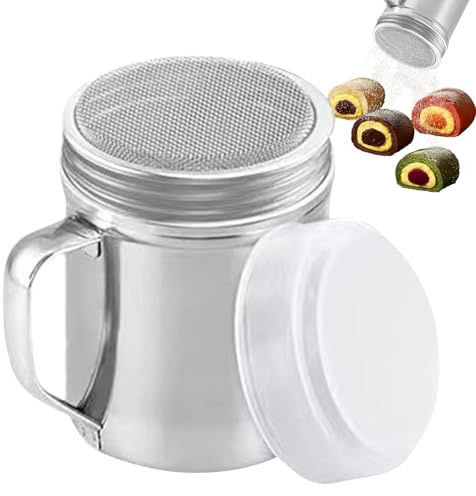 Xvilmaun Tamizador Espolvoreador Azúcar Glas Acero Inoxidable | Dispensador Sal Pimienta Con Tapa Antipolvo - Dispensador Con Asa Para Café Azúcar Harina Repostería Mesa Bar Camping