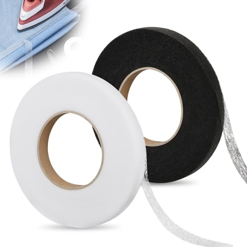 Bohrma 2 Pièces Bande Thermocollante 64m x 10mm, Ruban Ourlet Thermocollant sans couture, Bande de Réparation Textile pour Pantalon, Rideau, Vêtements et Tissus