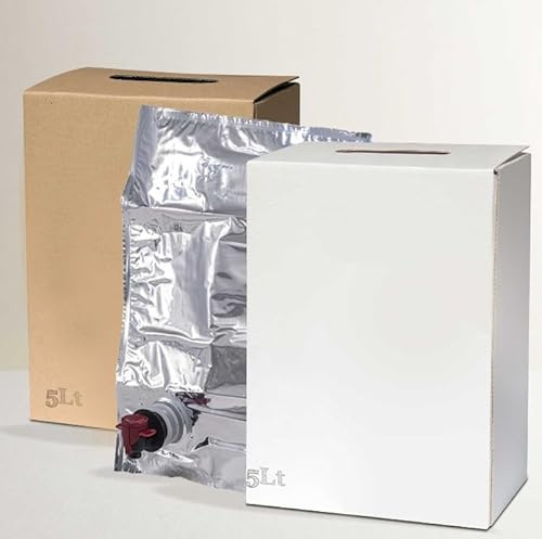 Generico Set di Bag-in-Box in Cartone con erogatore 5 l Bag in Box - Sacchetto Vuoto e Scatola per Il confezionamento di liquidi: Olio d'oliva Numero di Pezzi (10)