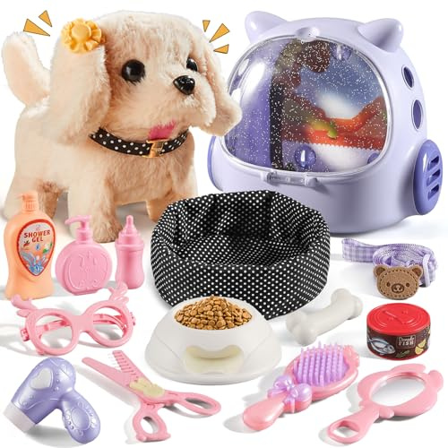 VEEVIFUN 16PCS Jouets Chien Interactif pour Jeux Enfant 3 4 5 6 Ans,Jouet Enfant 3 4 5 6 Ans Chiot Robot,Chiens Robots avec Marche,Cadeaux d'anniversaire pour Filles et GarçOns de 3 4 6 5ans