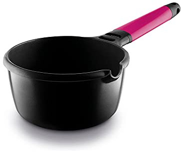 Fundix - Pentola Antiaderente, in ghisa di Alluminio, con Manico Amovibile, Compatibile con Piani Cottura a induzione, ⌀ 14 cm, 1 l, Colore: Magenta