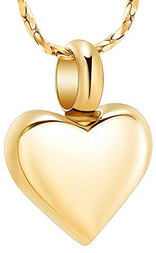 Imrsanl Small Heart Urn Necklace for Ashes Cremation Jewelry for Women Stainless Steel Pendant Memorial Ash Holder Loved Ones Keepsake (Gold)