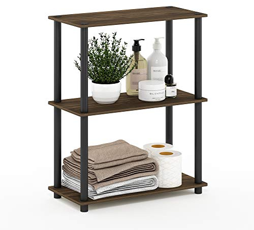 Furinno Scaffale Multifunzione 3 ripiani Columbia Walnut/Black Tubi tondi