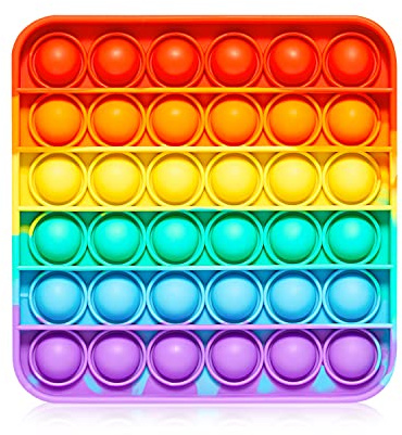 Push Pop Bubble Fidget Sensory Toy - for Autism, Stress, Anxiety - Kids and Adults (Rainbow Square)