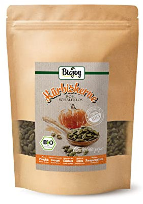 Biojoy Graines de Courge décortiquées BIO (500 g), graines de citrouilles crues