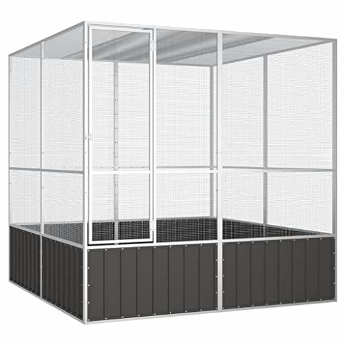 vidaXL Vogelkäfig Vogelhaus Anthrazit 213,5x217,5x211,5cm Verzinkter Stahl