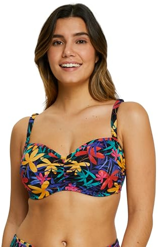 sans Complexe, Haut de Maillot de Bain Bandeau avec Armatures, Modèle Island Dream, Florale Noir, 95D