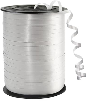 YUUIKLLE Nastro regalo, Bianco, Nastro arricciacapelli da 450 metri/500 iarde, Nastro per palloncini, Decorativo, Nastro per feste, Chiusure per palloncini, Fiori, Compleanni, Matrimoni, Artigianato,