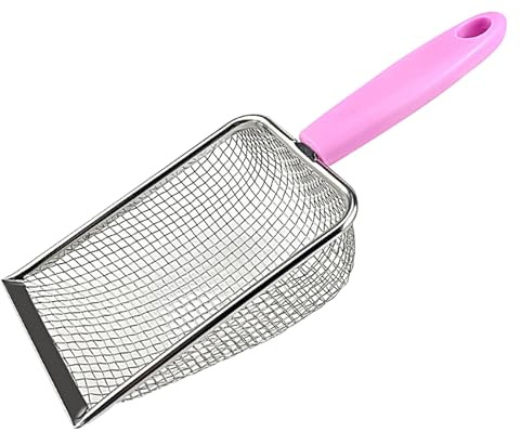 PLUSHCEWT Cat Litter Scoop,Cat Poop Scoop,Litter Tray Scoop,Stainless Reptile Mesh Sand Sifter Scoop, Litter Cleaner Corner cat scoop,Pet Litter Cleaning Tool for Cat Dog Rabbit Lizard