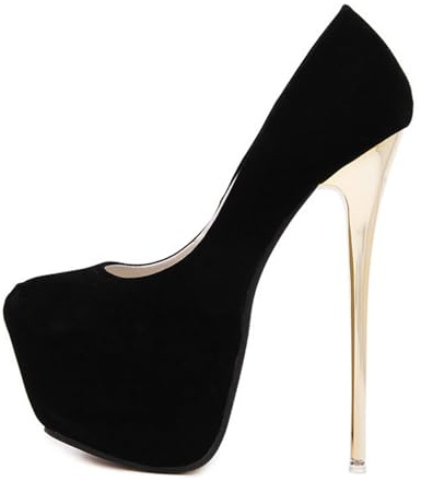 Plateforme Talon Aiguille Escarpins Femme Talon Haut Sexy 16cm De Soirée Mariage Fête (44,Noir)