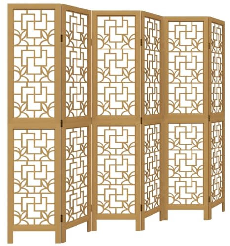 vidaXL Divisorio Ambienti 6 Pannelli Marrone Legno Massello Paulownia