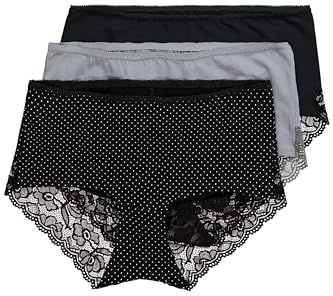 Ulla Popken Hipster, 3er-Pack, Spitzen-einsatz Mutande da Uomo, Nero, 52-54 Donna