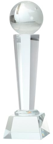 sourcing map Trofeo in cristallo con scatola, 22,9 x 7,1 cm, premio Earth Champions per scrivania, decorazione da tavolo, tornei e competizioni sportive, fermacarte, trasparente