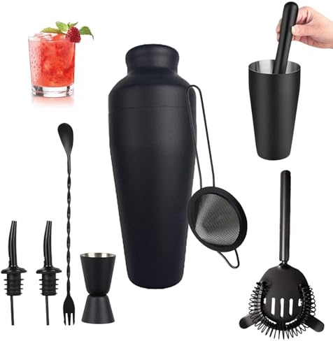 Juego de coctelera, juego de coctelera, juego de coctelera, juego de herramientas de 700 ml, juego de 8 piezas/juego Margarita Mixer, coctelera de bebidas, vaso medidor y cuchara mezcladora para el
