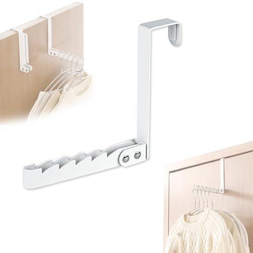 Kleiderhaken Klappbar, Türhaken zum Einhängen, Kleiderlüfter Klappbar Außen, Türhaken Weiß Kein Bohren, Kleiderhaken Tür Einhängen mit 5 Rillen zum Hängehaken, Tür Hackenhalter für Unter 4,5 cm