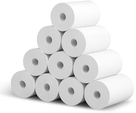 10 Rouleaux de Papier Thermique - Rouleau papier appareil photo enfant 5,7 x 3 cm x 6 m - Papier Thermique pour Appareils Photo Instantanés - Facile à Remplacer (Blanc)