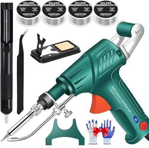 Qinyuyang Ensemble De Pistolets à Souder Multifonctions, Pistolet à Souder à Chauffage Interne Portable Soudeur Laser Fer à Souder Pistolet Etain à Souder Manuel,Green