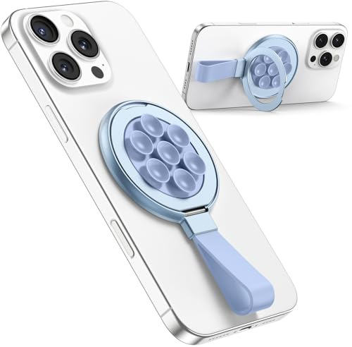 TAURI Support Magnétique Telephone Ventouse - Fixation Mains Libres pour Surfaces Lisses (Mur, Vitre, Tableau de Bord) - Ventouse Telephone Portable Compatible avec Les Smartphones Magnétiques,Bleu