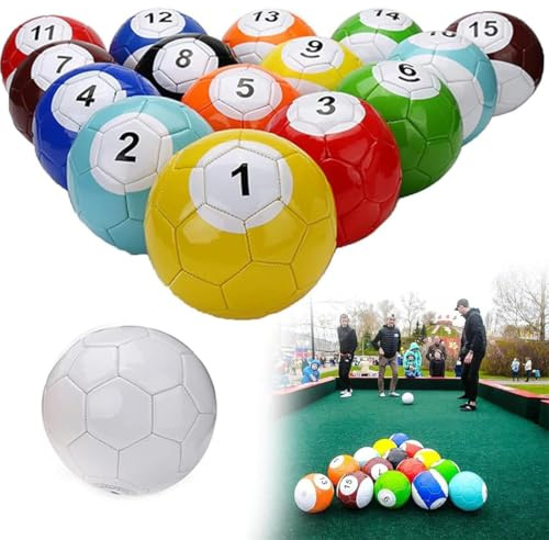 16 St Läderfotbollsbiljardset, Snookerbollar Uppblåsbara Biljardfotbolls-Snookerbollsset Bordsspel, För Trädgårdsrum Utomhusspelunderhållning,15cm/5.91inch